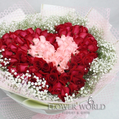 99 Roses Heart Shaped Bouquet