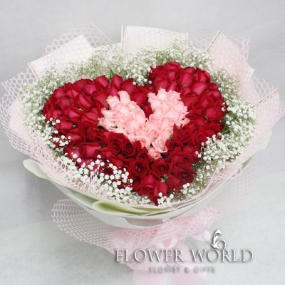 99 Roses Heart Shaped Bouquet